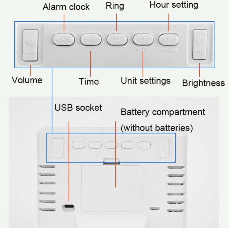 Large Screen LED Clock Bedside Multifunctional Electronic Alarm Clock
