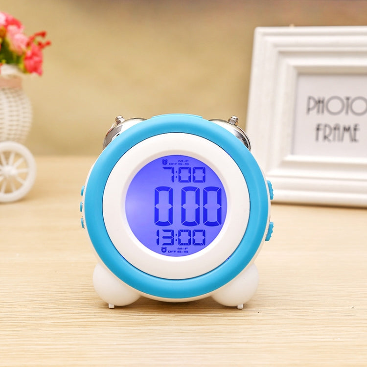 0705 Big Volume Simple Three-Dimensional LED Alarm Clock Mute Luminous Electronic Clock — Light Blue