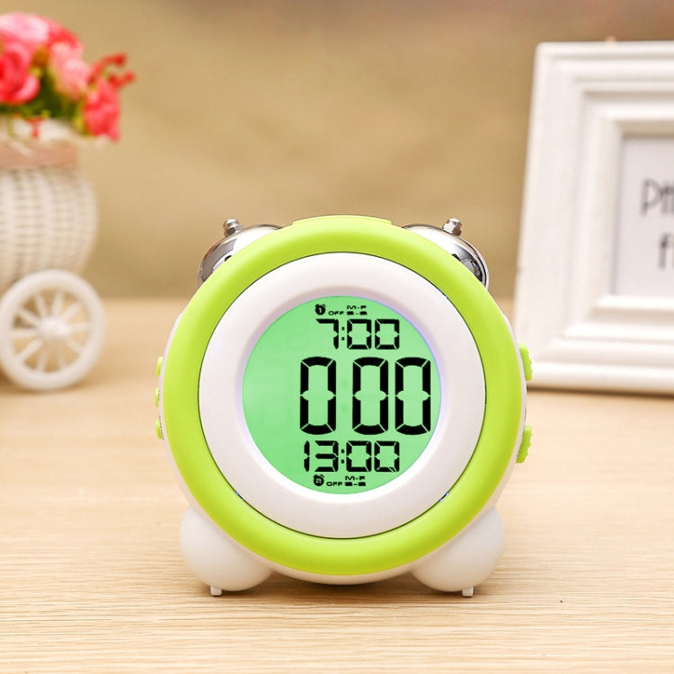 0705 Big Volume Simple Three-Dimensional LED Alarm Clock Mute Luminous Electronic Clock — Light Green
