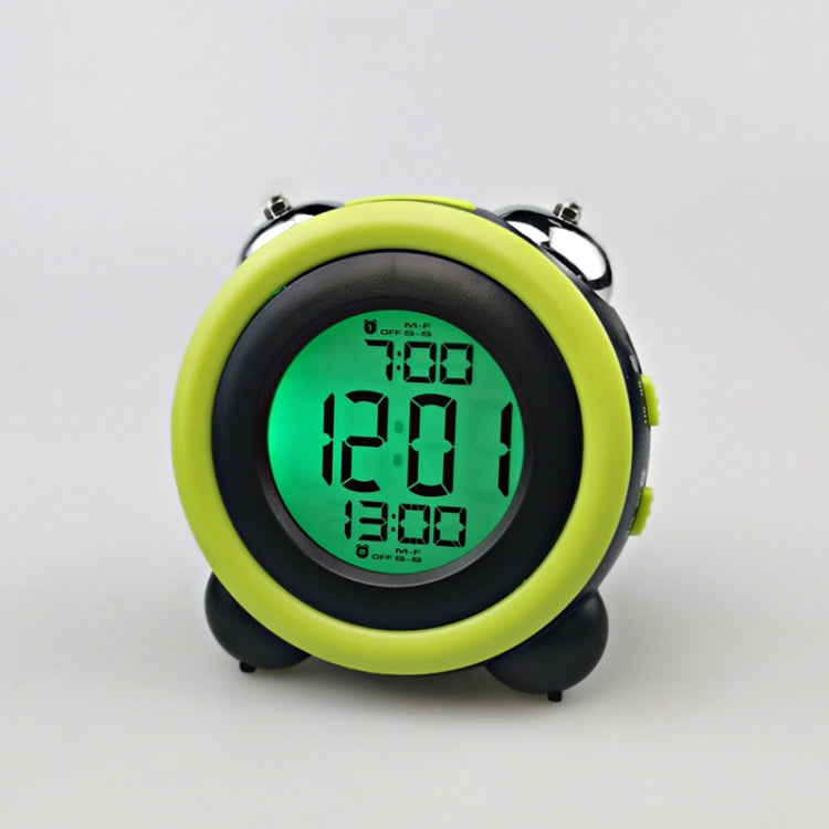 0705 Big Volume Simple Three-Dimensional LED Alarm Clock Mute Luminous Electronic Clock — Black Shell Green