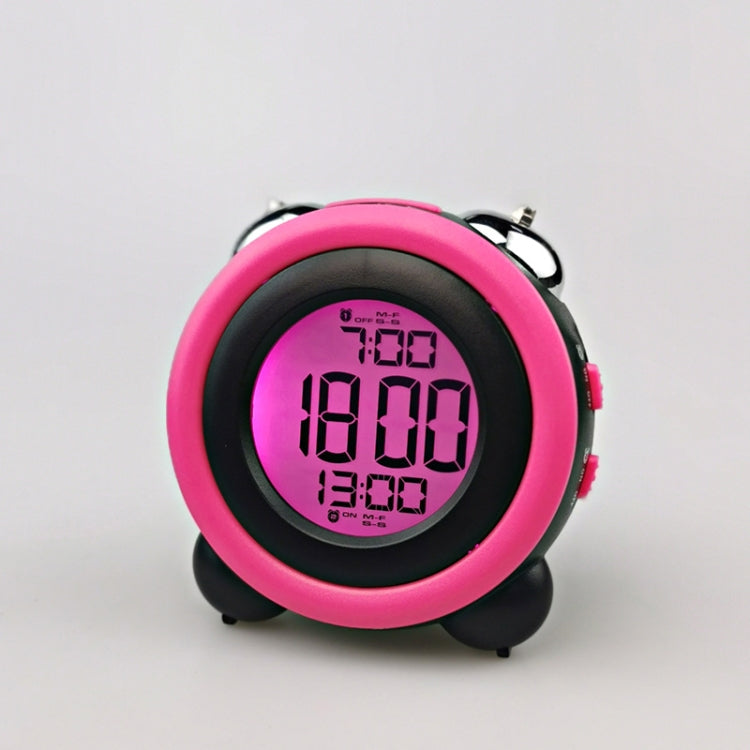 0705 Big Volume Simple Three-Dimensional LED Alarm Clock Mute Luminous Electronic Clock — Black Shell Pink
