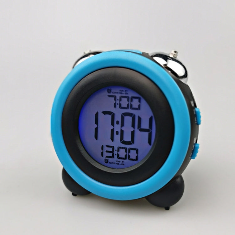 0705 Big Volume Simple Three-Dimensional LED Alarm Clock Mute Luminous Electronic Clock — Black Shell Blue