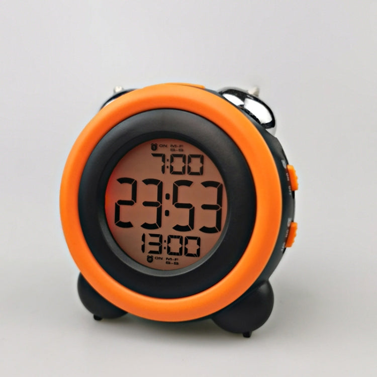 0705 Big Volume Simple Three-Dimensional LED Alarm Clock Mute Luminous Electronic Clock — Black Shell Orange