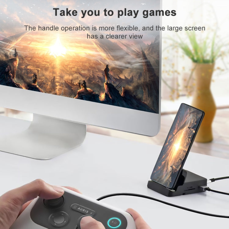 USB-C / Type-C To 2 USB 2.0 + USB 3.0 + 4K HDMI + SD / TF Card Slot + PD USB-C / Type-C Charging Ports Multifunctional HUB Docking Station With Holder, 7 In 1