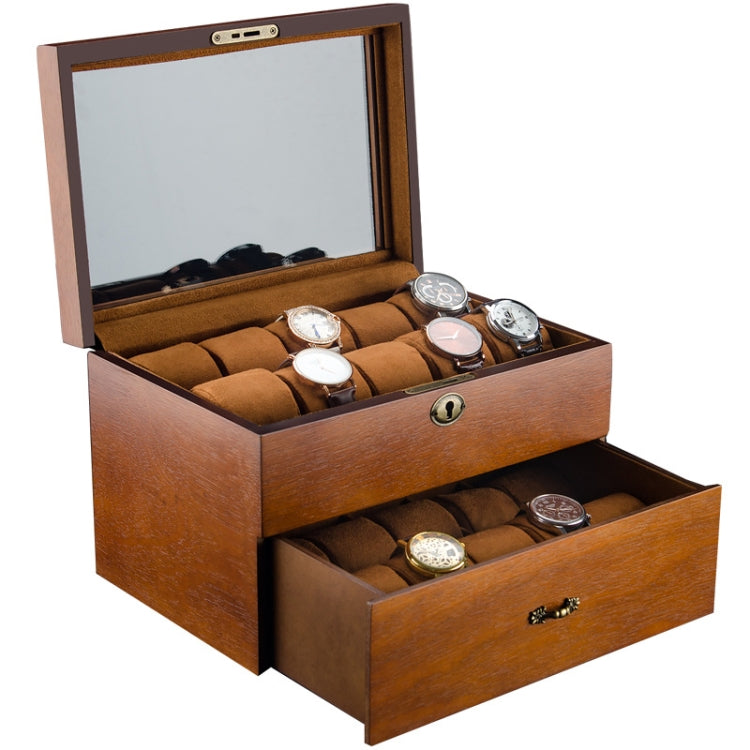 Wooden Double-Layer Watch Storage Box With Lock Jewelry Collection Display Box — view 6