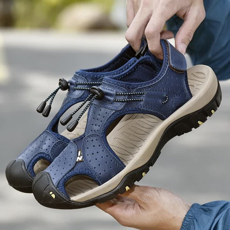 Summer Large Size Men Beach Shoes Leather Breathable Wading Casual Sandals — 44