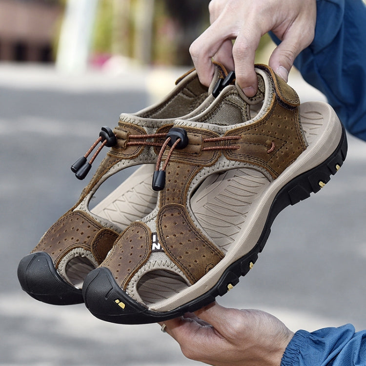 Summer Large Size Men Beach Shoes Leather Breathable Wading Casual Sandals — view 24