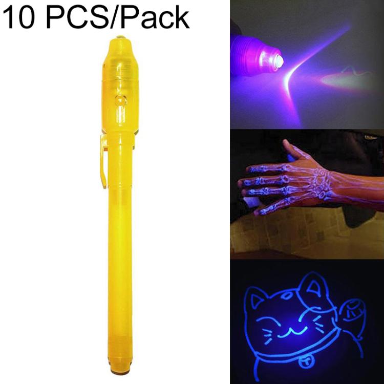 10 PCS Creative Magic UV Light Invisible Ink Pen Marker Pen — Yellow