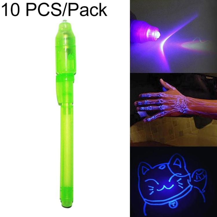 10 PCS Creative Magic UV Light Invisible Ink Pen Marker Pen — Green