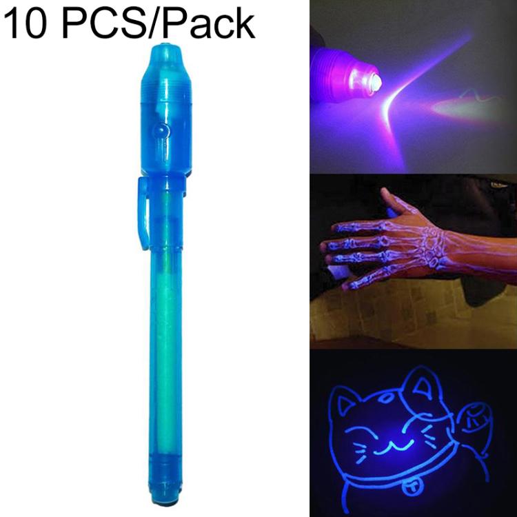 10 PCS Creative Magic UV Light Invisible Ink Pen Marker Pen — Blue