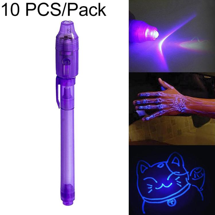 10 PCS Creative Magic UV Light Invisible Ink Pen Marker Pen — Purple