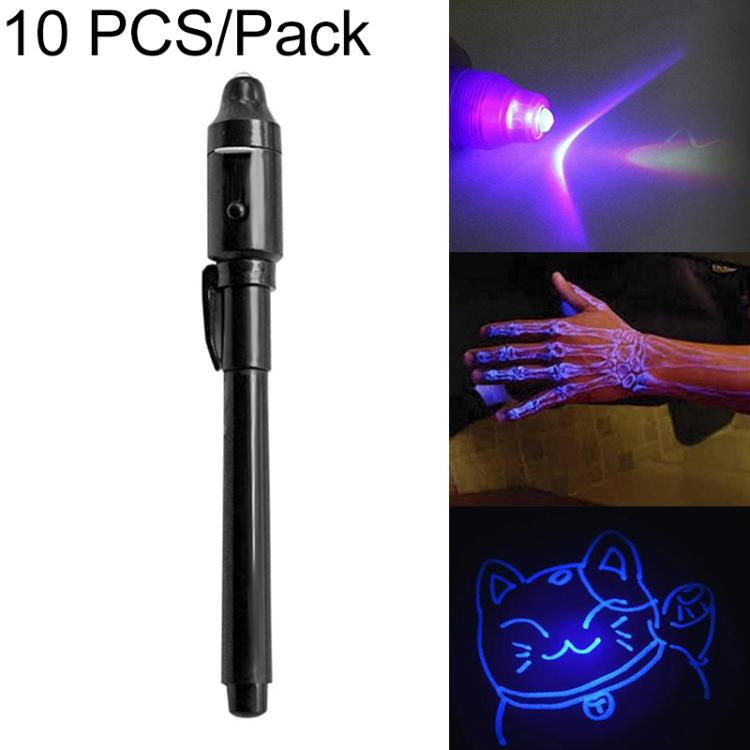 10 PCS Creative Magic UV Light Invisible Ink Pen Marker Pen — Black