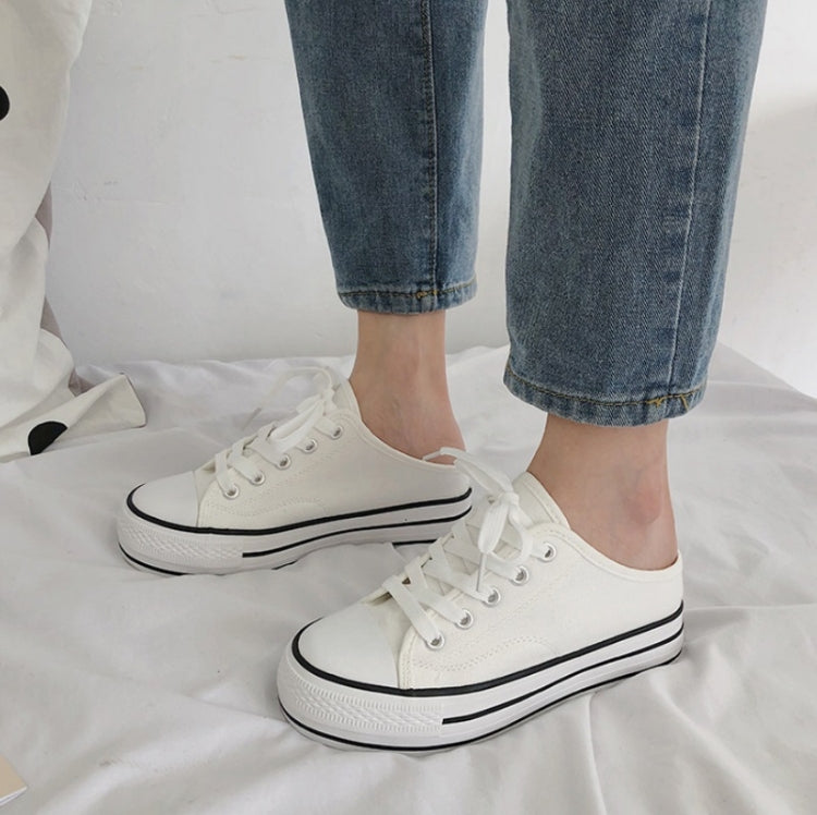 Women Canvas Shoes Inner Heightened Semi-Slipper Lazy Shoes — 40