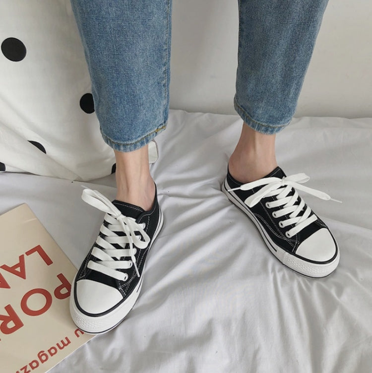 Women Canvas Shoes Inner Heightened Semi-Slipper Lazy Shoes — view 17