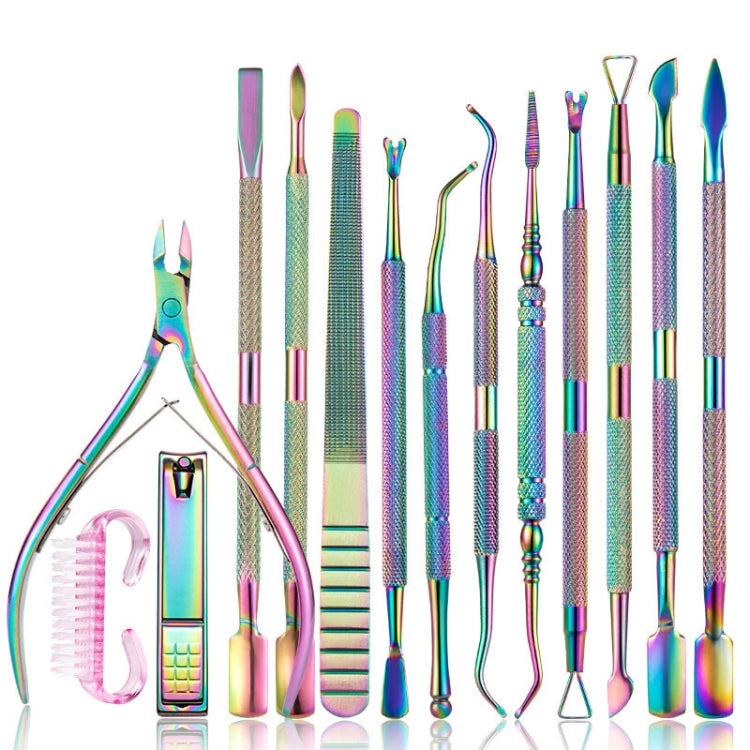 FABIYAN Color Titanium Nail Art Tool Set Dead Skin Shears Steel Push Nail File Pliers, 2 In 1 — view 8