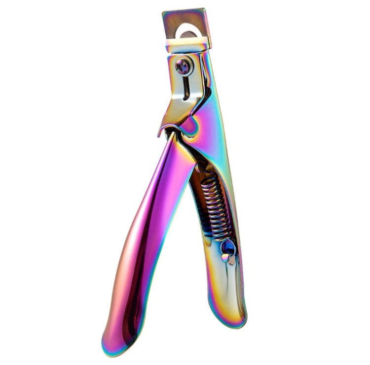 Nail Word Cut French U-Shaped Cut Fake Nail Cut Stainless Steel Nail Knife, Color Classification: Silver — Electrophoretic Rose Red