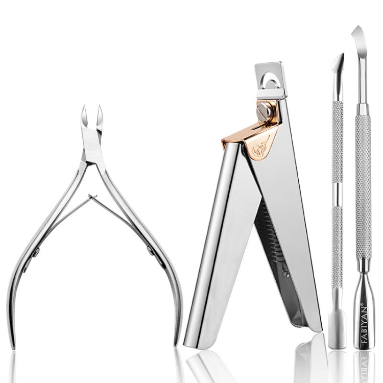 FABIYAN Nail Art Scissors Set Stainless Steel Nail Clippers Dead Skin Scissors Remover Steel Push — Set 2