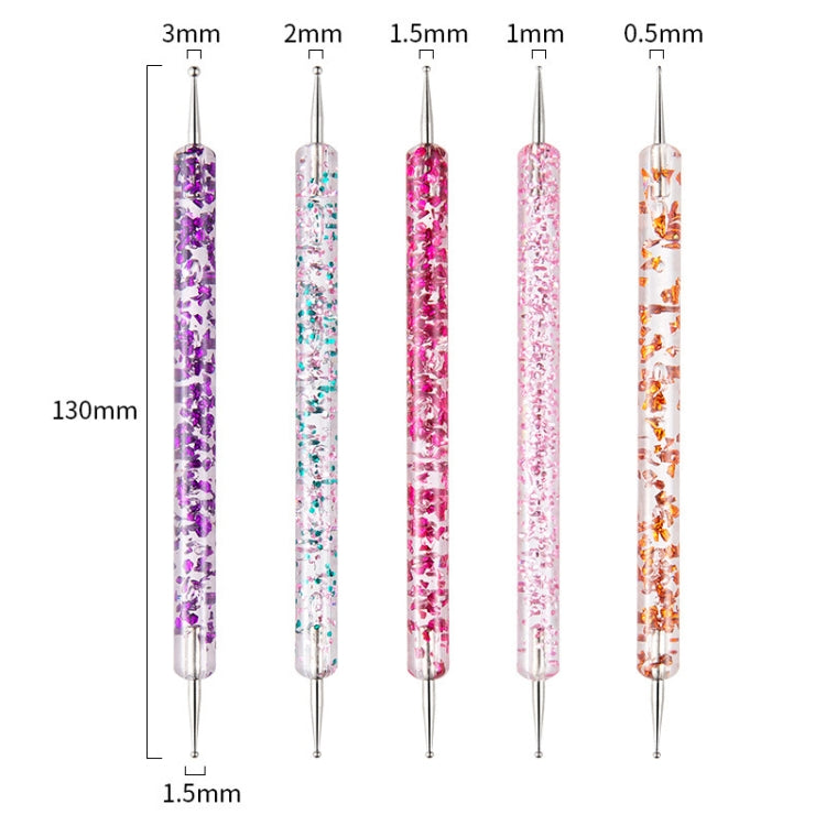 5 In 1 Nail Double-Headed Drill Pen Acrylic Transparent Pole Nail Tool