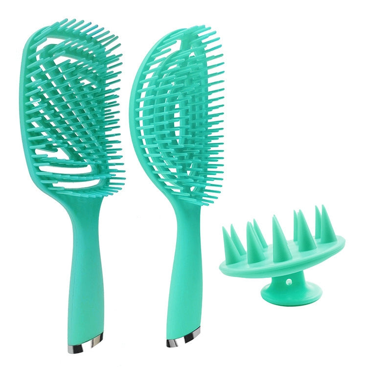3 in 1 Plastic Curly Hair Salon Comb Set Hollow Massage Mosquito Comb — 3 in 1 Pink