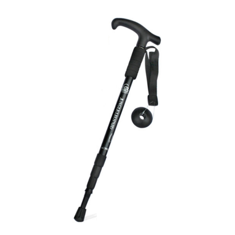 JUNGLELEOPARD Four-Section Curved Handle Aluminum Alloy Trekking Pole, Red#52-110cm, Black#52-110cm, Blue#52-110cm, Silver White#52-110cm — Red#52-110cm