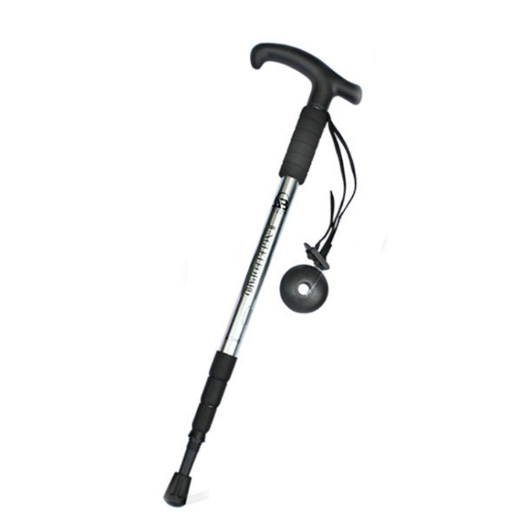 JUNGLELEOPARD Four-Section Curved Handle Aluminum Alloy Trekking Pole, Red#52-110cm, Black#52-110cm, Blue#52-110cm, Silver White#52-110cm — Blue#52-110cm