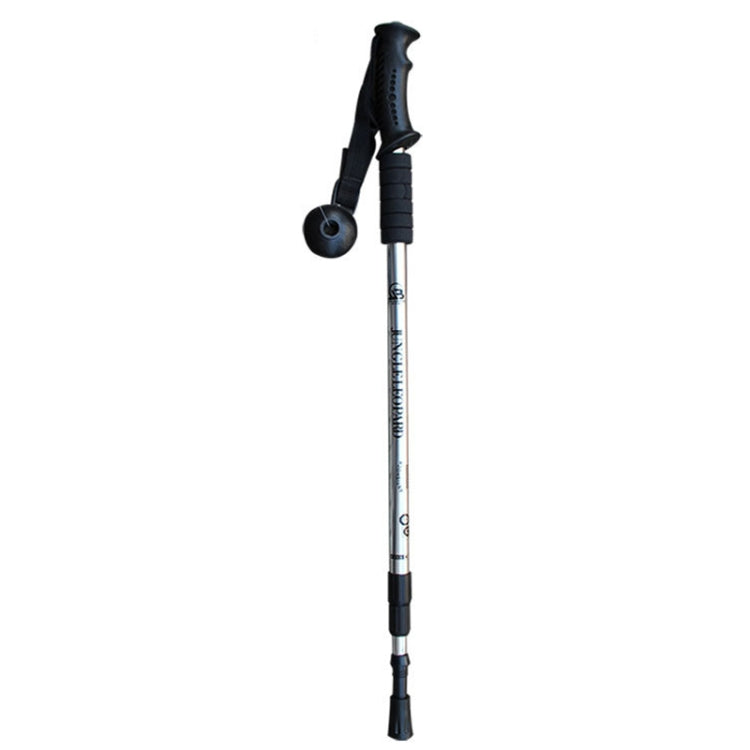 JUNGLELEOPARD 3-Section Straight Handle Aluminum Trekking Pole Multifunctional Walking Hand Crutches, Blue#66-135cm, Black#66-135cm, Silver White#66-135cm — Black#66-135cm