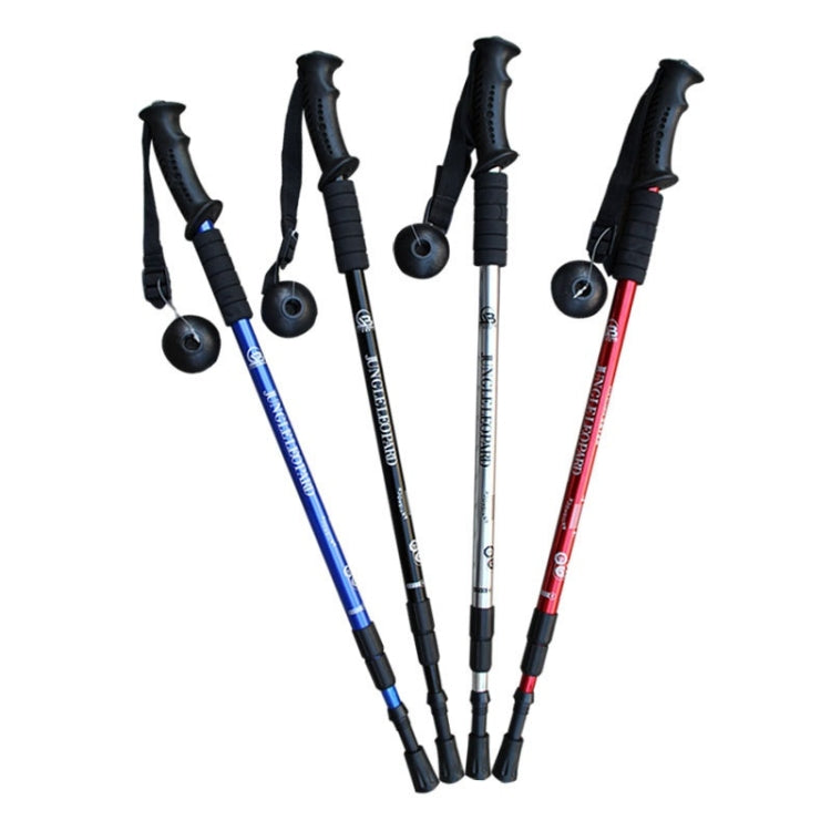 JUNGLELEOPARD 3-Section Straight Handle Aluminum Trekking Pole Multifunctional Walking Hand Crutches, Blue#66-135cm, Black#66-135cm, Silver White#66-135cm