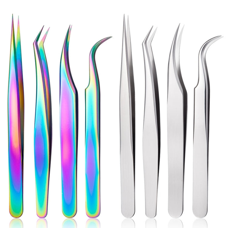 Nail Art Eyelash Tweezers Stainless Steel Colorful High Precision Grafting Eyelash Curler