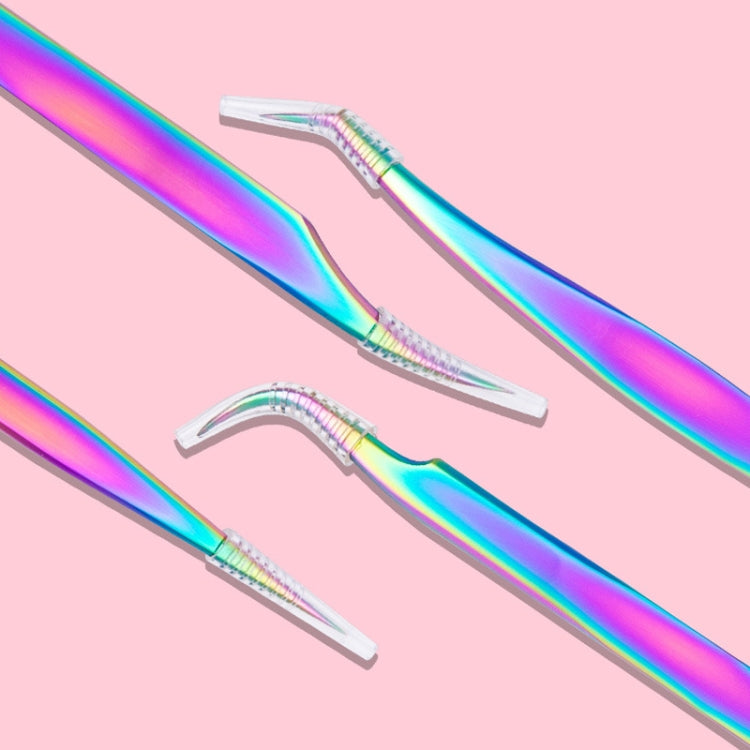 Nail Art Eyelash Tweezers Stainless Steel Colorful High Precision Grafting Eyelash Curler