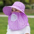 2 PCS Cherry Printing Isolation Cap Sunscreen Face-Covering Outdoor Travel Hat Cap