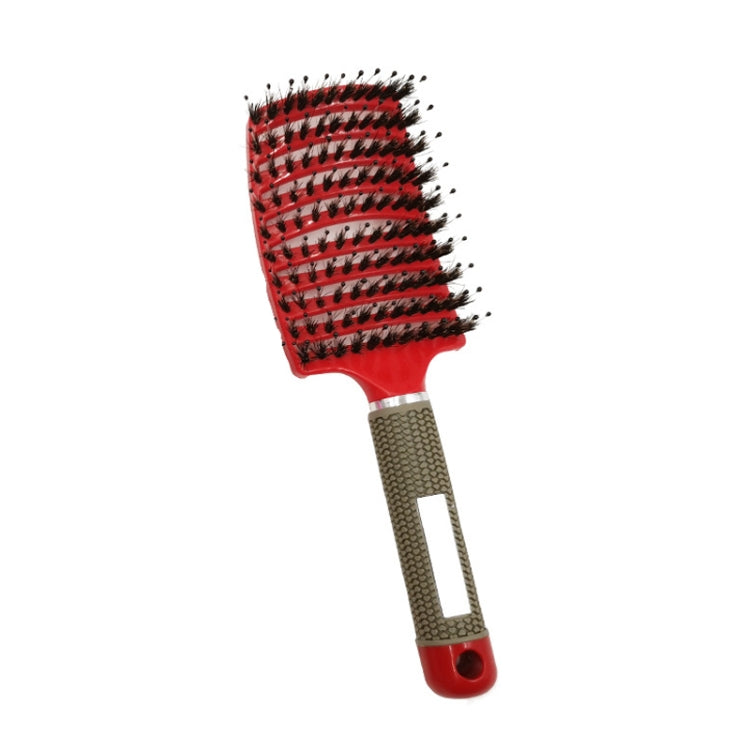 Retro Boar Bristles Hairdressing Big Curved Comb Curly Hair Massage Comb — Black