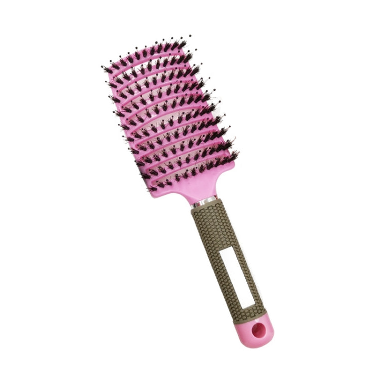 Retro Boar Bristles Hairdressing Big Curved Comb Curly Hair Massage Comb — Red