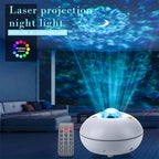 LED Watermark Remote Control Projection Starry Sky Light Laser Projection Light Atmosphere Night Light — White