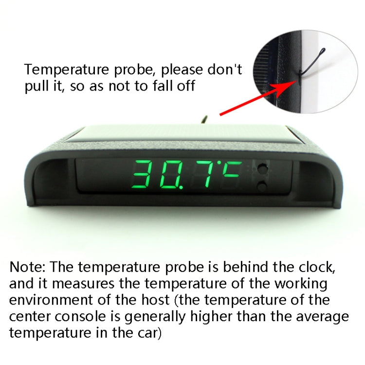 Solar Night Light Car Clock Automotive Electronic Clock Temperature