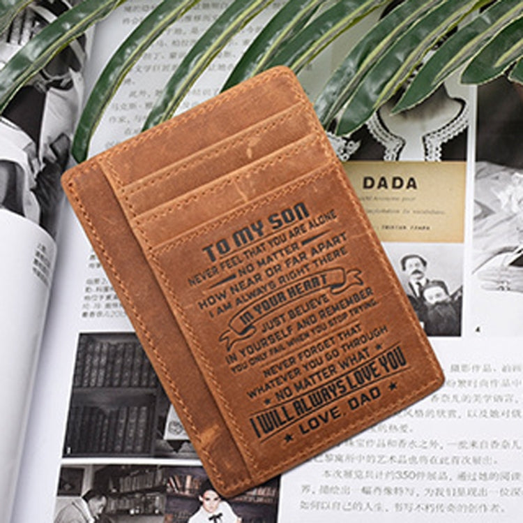 AP156 RFID Anti-Magnetic Personal Card Holder Crazy Horse Leather Multi-Card Slot Ultra-Thin Casual Card Holder — Dad To Daughter