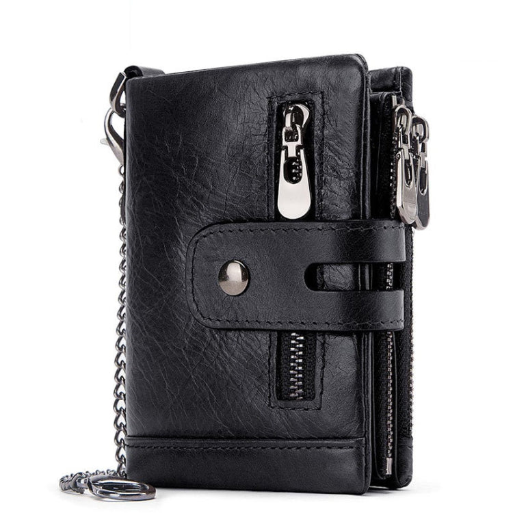 RFID Anti-Theft Swipe Wallet Tri-Fold Multi-Card Slot Crazy Horse Leather Men Leather Wallet — Green