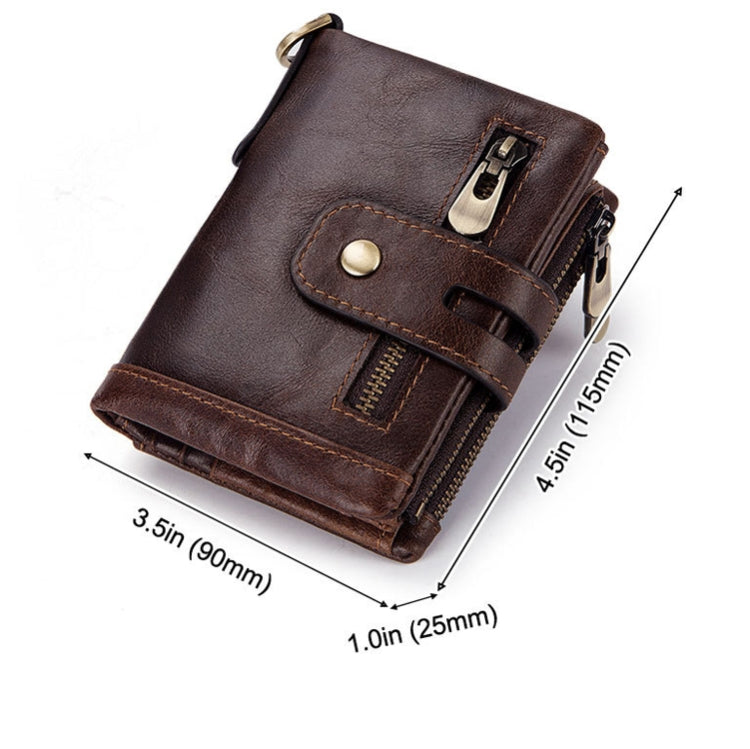RFID Anti-Theft Swipe Wallet Tri-Fold Multi-Card Slot Crazy Horse Leather Men Leather Wallet — view 6