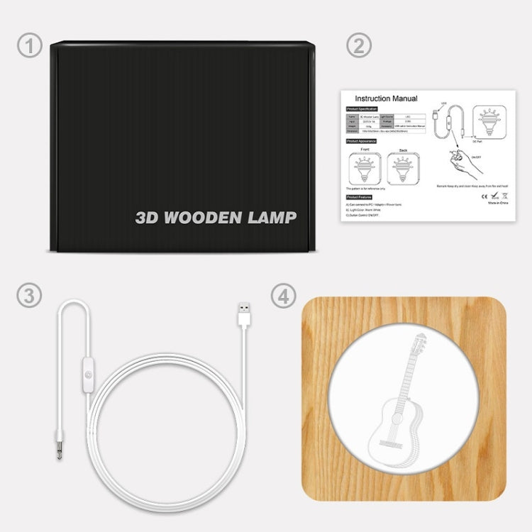FS-A3272W Guitar Musical Instrument Solid Wood Frame Night Light — view 5