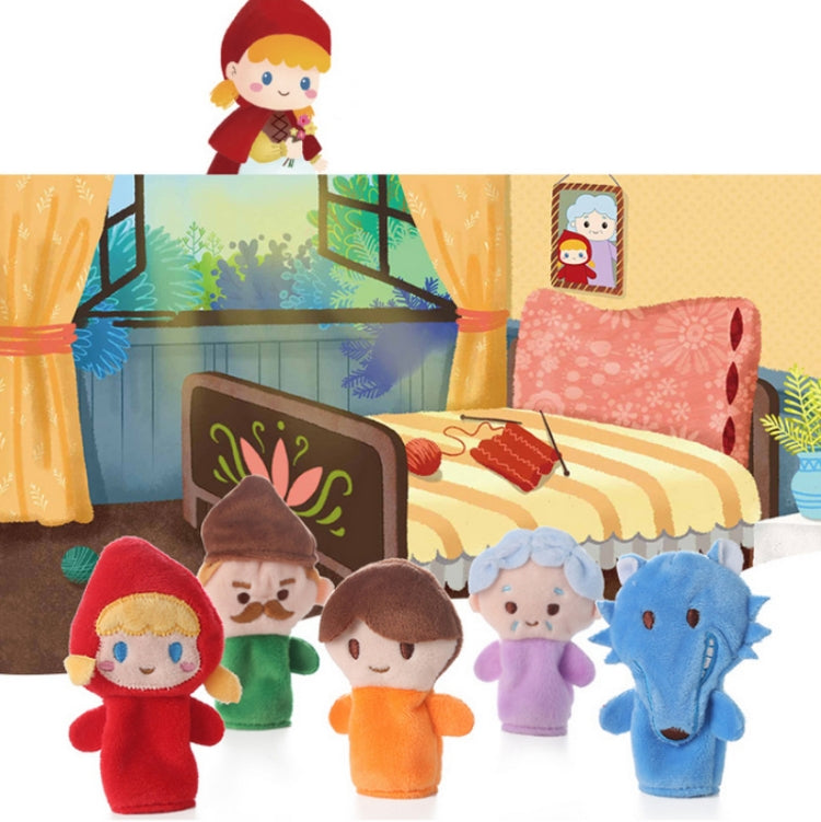 Animal Finger Dolls Plush Toys For Preschool Education — 5 PCS/Set Hippo+Story Cards
