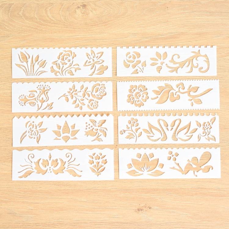HB-9 Long Series 8 in 1 Drawing Ruler Hand Account Multi-Function Hollow Flower Edge Filling Template