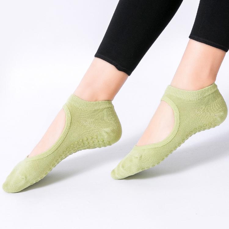 Backless Non-Slip Yoga Dance Socks Gym Indoor Floor Sports Socks — Beige