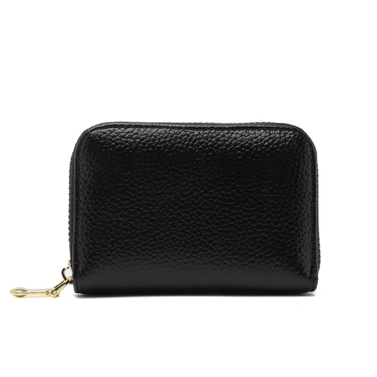 1626 Short RFID Anti-Theft Brush Multiple Card-Binding Card Package Ladies Cowhide Zipper Wallet — Orange