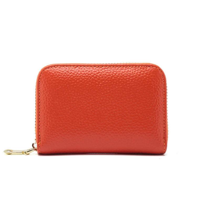 1626 Short RFID Anti-Theft Brush Multiple Card-Binding Card Package Ladies Cowhide Zipper Wallet — Brown
