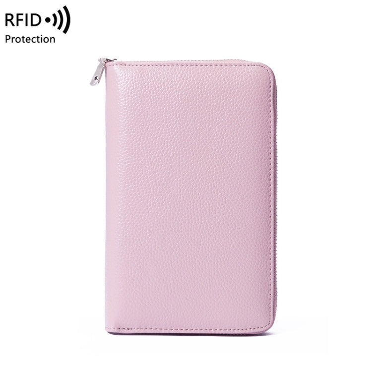 1659 Leather Belly Passport Bag RFID Long Wallet Men And Women Documents Package Multi-Function Zipper Mobile Phone Package — Army Green