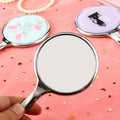 Mini Handle Vanity Mirror Portable Hand-held Vanity Mirror, Random Pattern Delivery