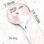 Mini Handle Vanity Mirror Portable Hand-held Vanity Mirror, Random Pattern Delivery — view 3