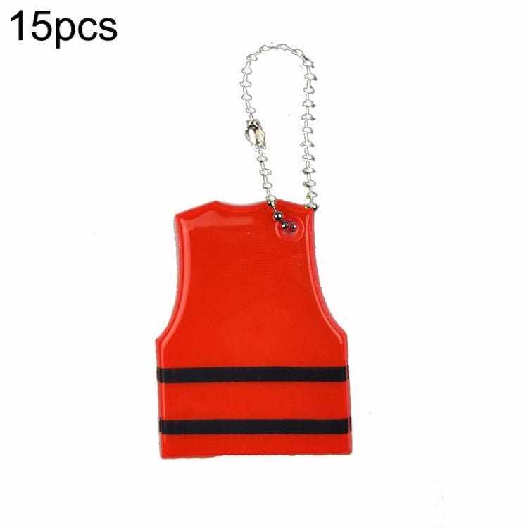 15 PCS Vest Style Reflective Pendant Night Warning Highlight Reflective Keychain Random Colour Delivery