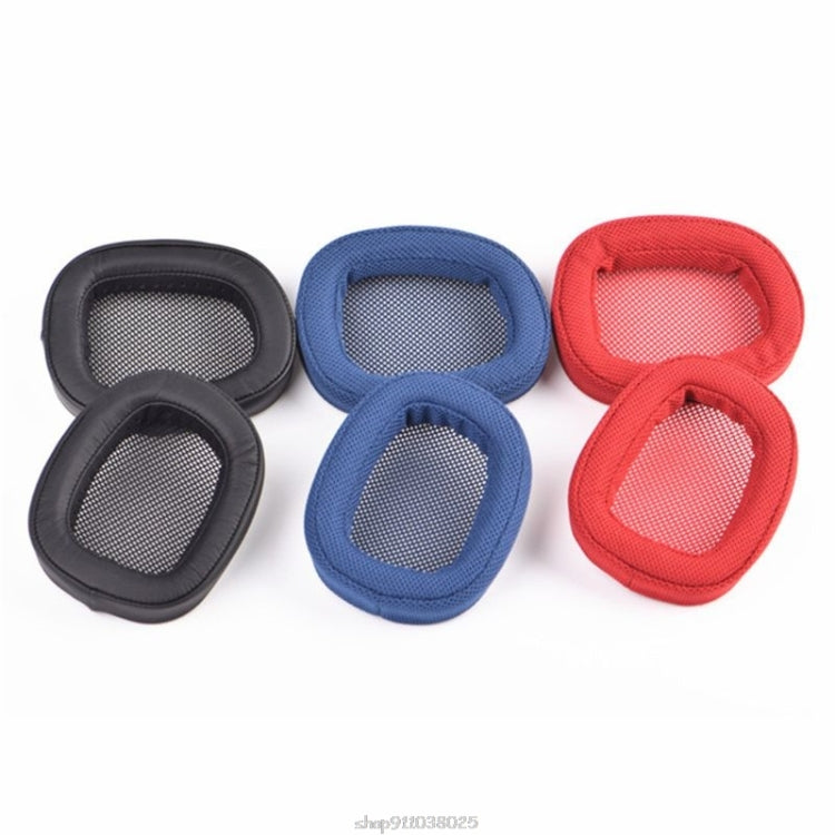 2 PCS Suitable for Logitech G433 G Pro Headphone Cover Sponge Cover Earmuffs, Black Protein Skin, Red Grid, Blue Grid