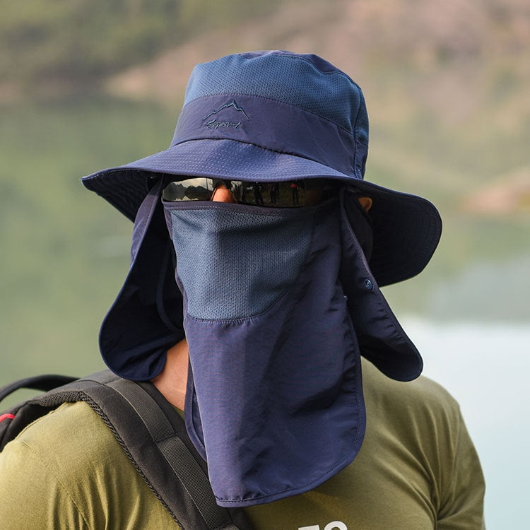 Multifunction Fisherman Hats Outdoor Speed Drying Fishing Breathable Sun Hats — Navy