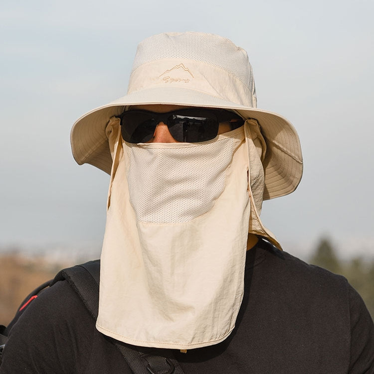 Multifunction Fisherman Hats Outdoor Speed Drying Fishing Breathable Sun Hats — Beige